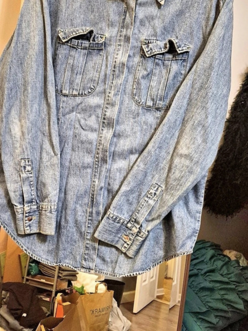 Levi's Limited Jeans Denim Button Down Shirt Blue Large Like New